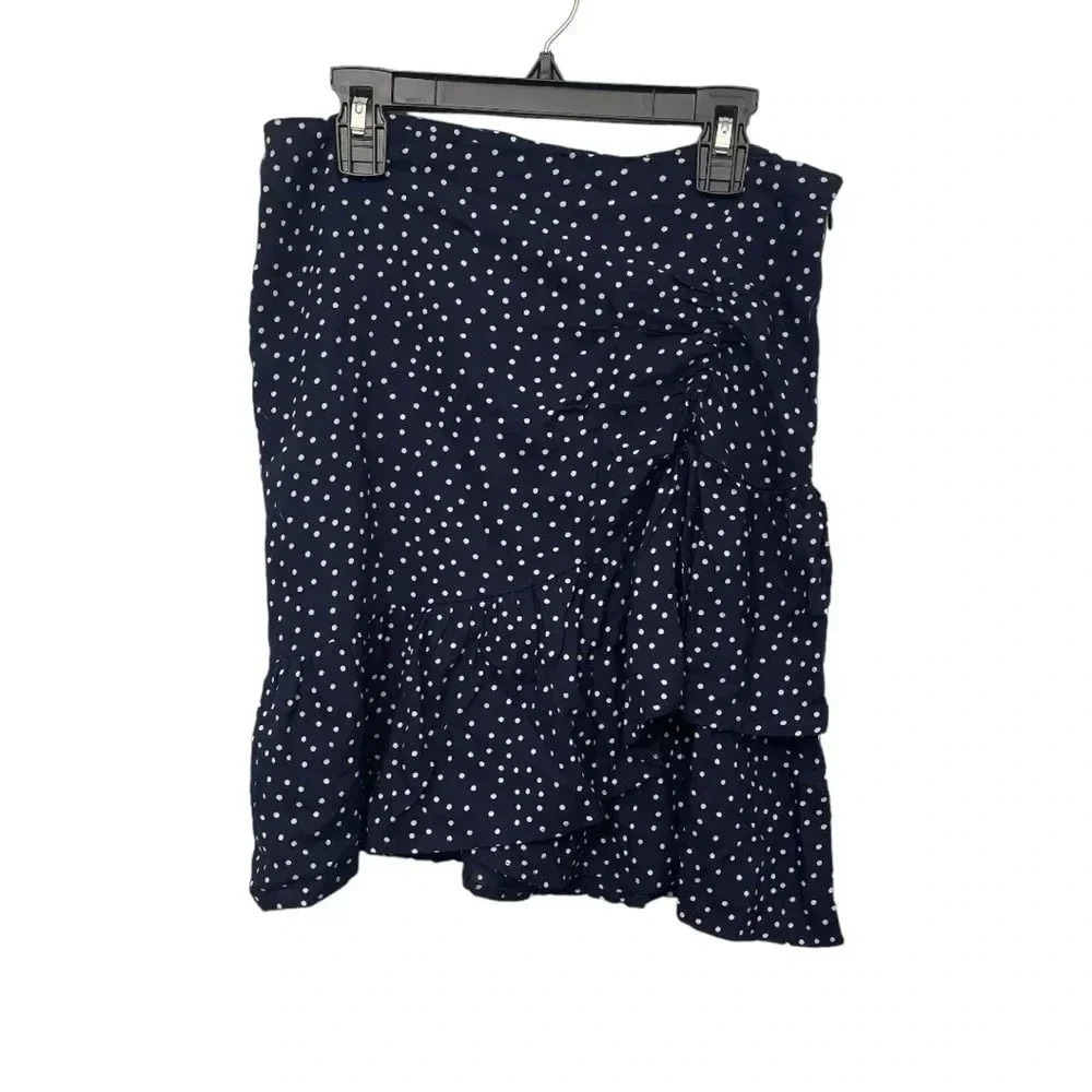 BLUE RAIN Navy Polka Dot Skirt NWOT